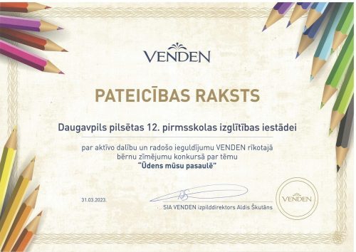 audzēkņi  venden zīmējumu konkursā “Ūdens mūsu pasaulē”