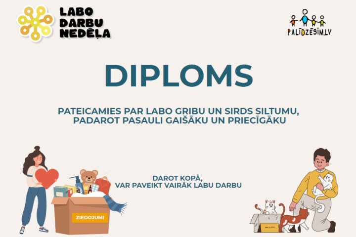 Pateicība par dalību akcijā “Labo darbu nedēļa”